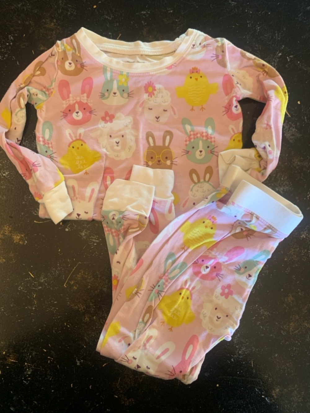 Little Sleepies Pink Animal & Yellow Chick Cotton Pajama Set